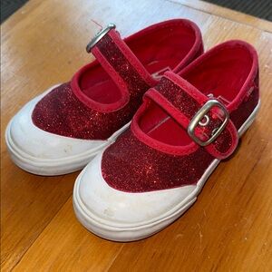 Vans Kids Red Glitter Maryjane Sneakers - Size 9